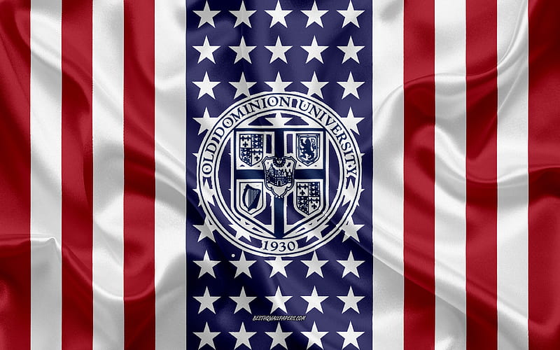 Old Dominion University Emblem, American Flag, Old Dominion University logo, Norfolk, Virginia, USA, Old Dominion University, HD wallpaper