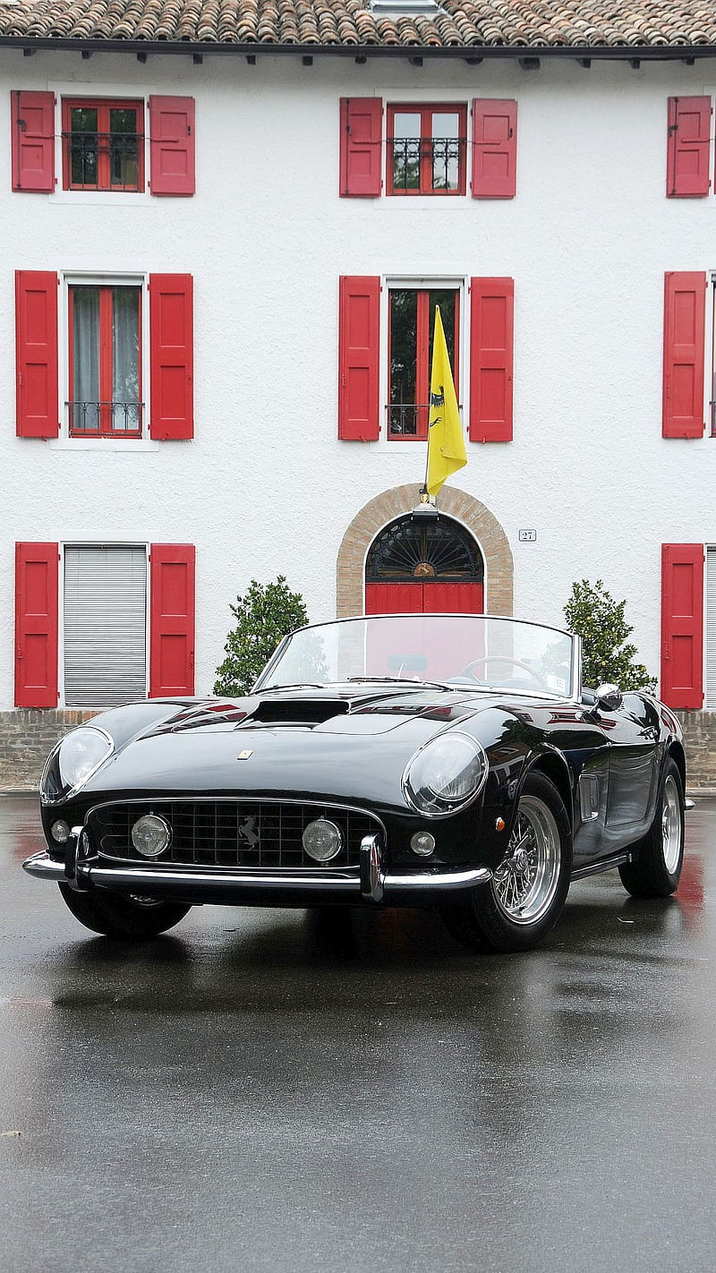 Ferrari, 1961, 250, gt, swb, california, spider, convertible, black, bonito, HD phone wallpaper