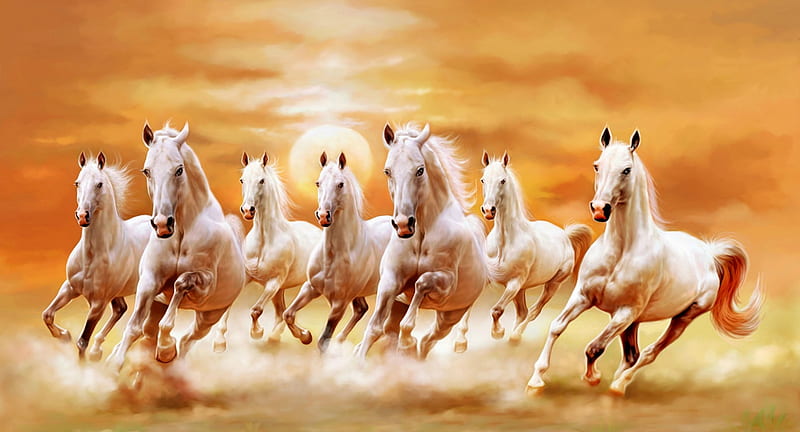 seven running horses wallpaper