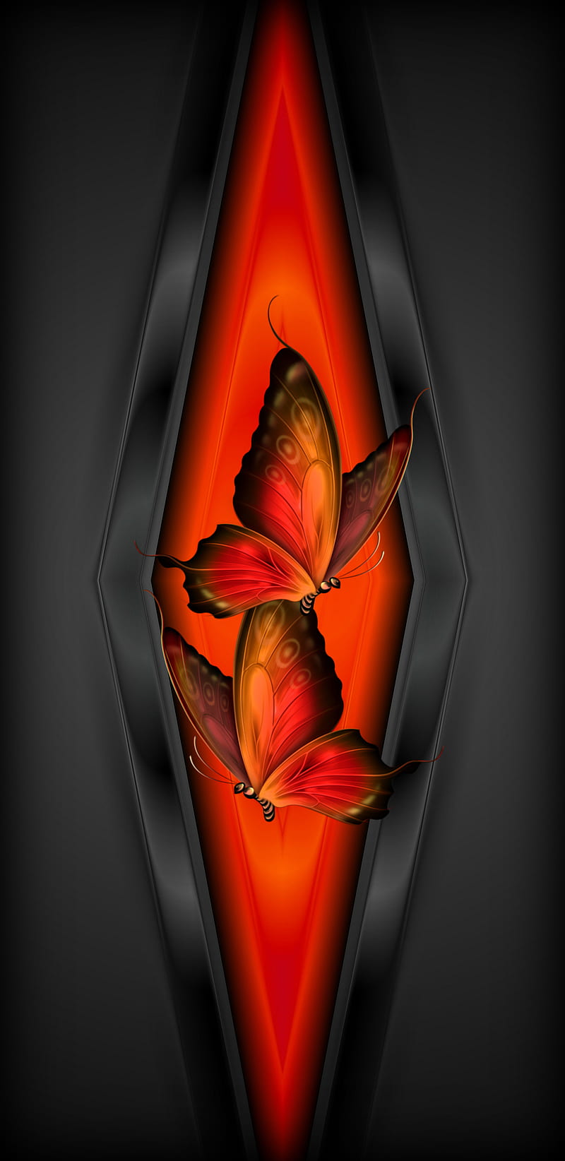Butterflies, art, black, corporate, dark, desenho, hitech, lines, red, HD phone wallpaper