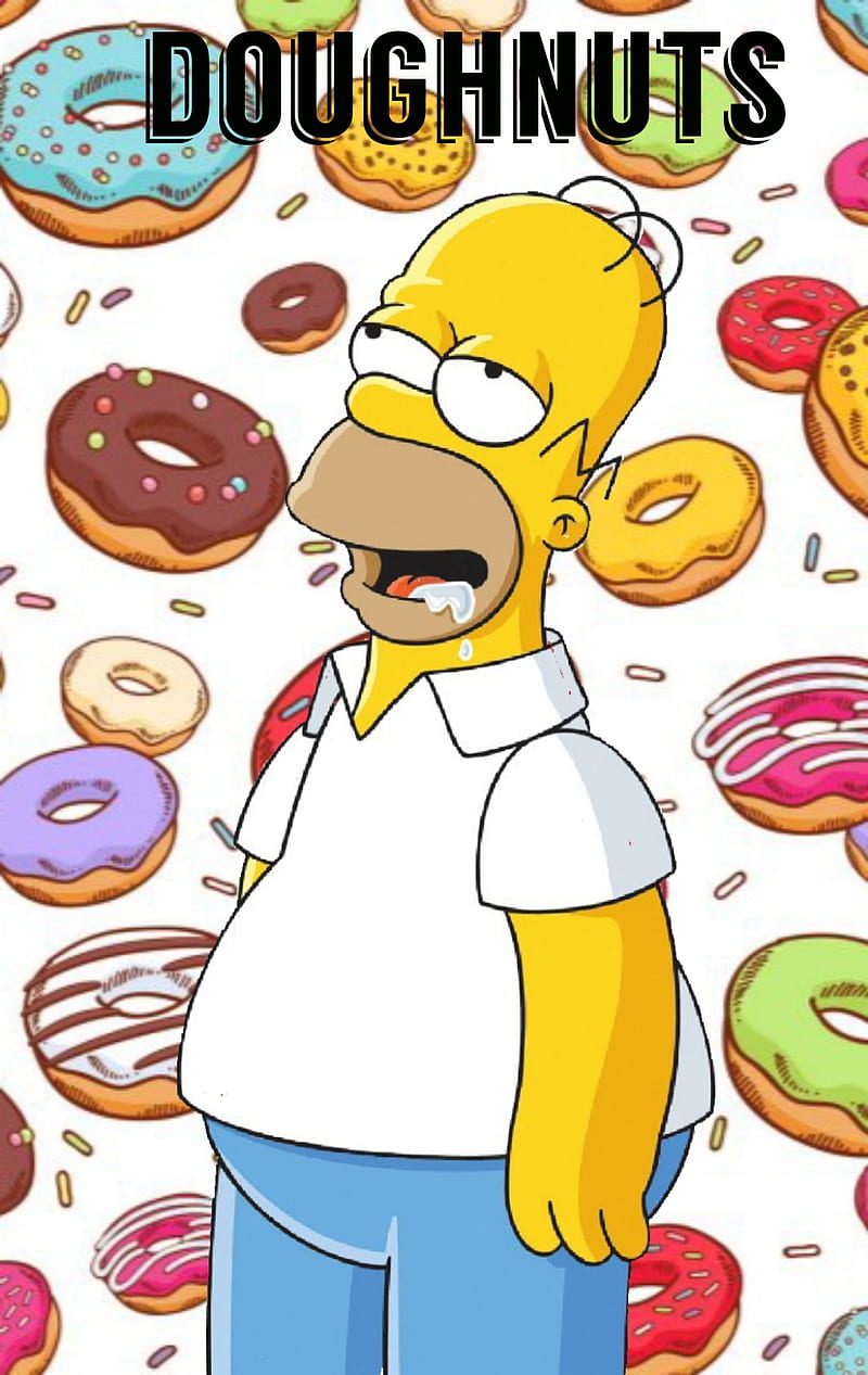 Homer Simpson, cartoon, doughnuts, HD phone wallpaper