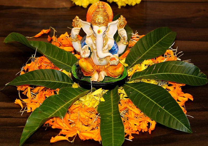 Ganesha ganpati god, clover, ganesh bhagwan, ganesha, ganeshji, ganpati, god, god , leaf, lucky, HD wallpaper
