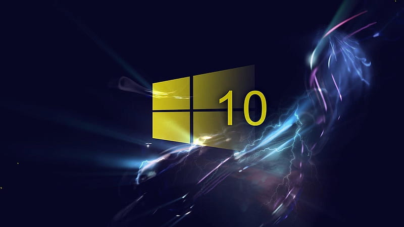 Yellow Windows 10 Logo Lightning Background Windows 10, HD wallpaper