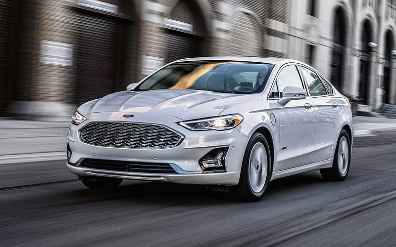 2020, Ford Fusion, front view, exterior, white sedan, new white Fusion, american cars, Ford, HD wallpaper