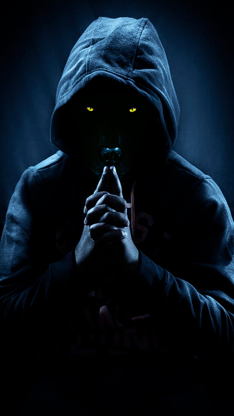 Werewolf, blue, dark, dog, eyes, look, monster, wolf, HD phone wallpaper