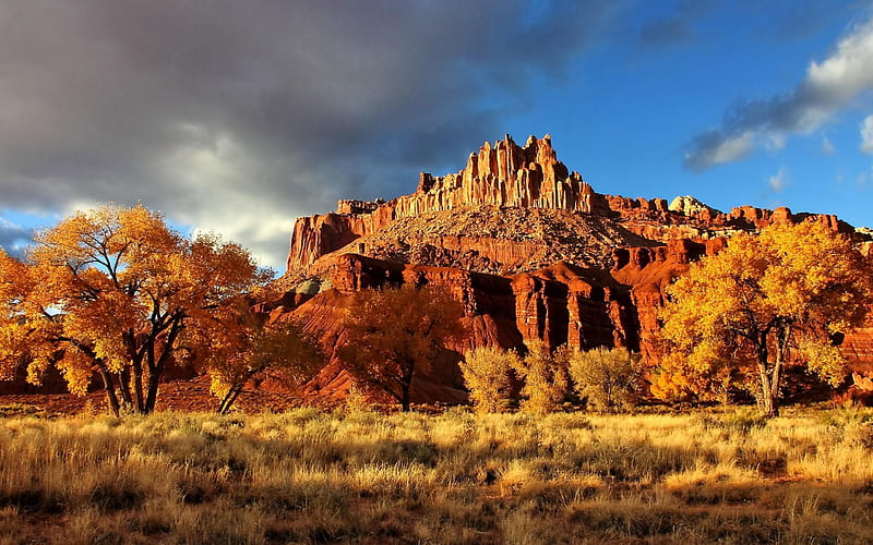 autumn, rock, canyon, autumn landscape, USA, HD wallpaper