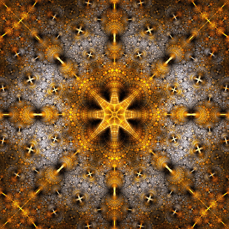 fractal, pattern, swirling, circles, golden, HD phone wallpaper