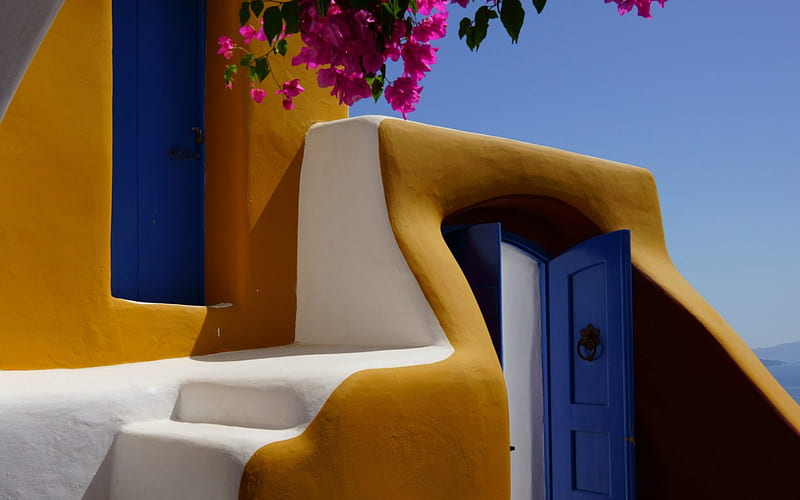 Greece, resort, house, houses, Oia, wall, resorts, walls, summer, HD wallpaper