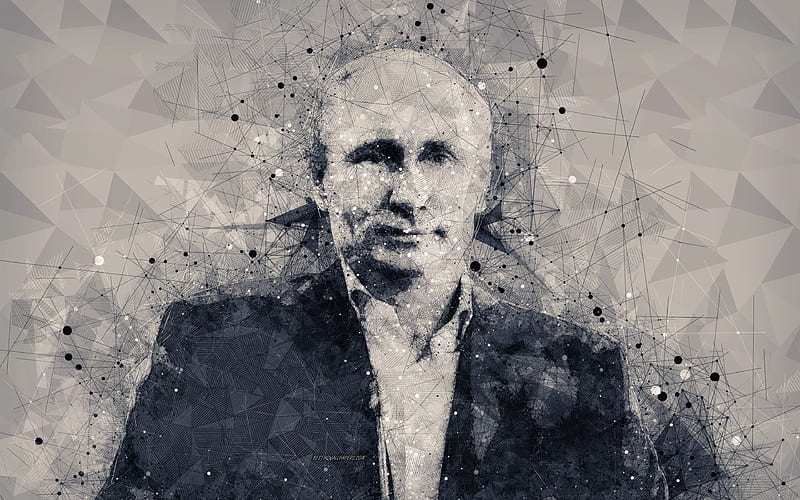 Vladimir Putin President of the Russian Federation, creative portrait, face, art, politician, Russia, HD wallpaper