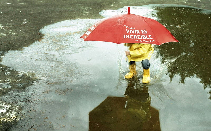 *** I love the rain ... ***, people, umbrella, chld, kids, childchood, HD wallpaper