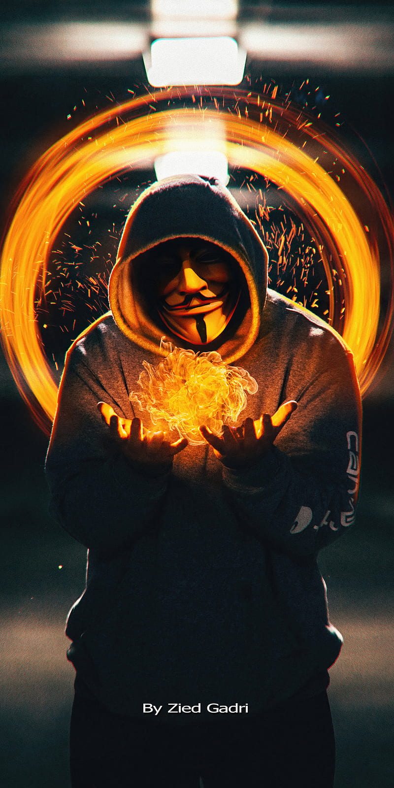 Flame in hand, anonymous, flam, HD phone wallpaper