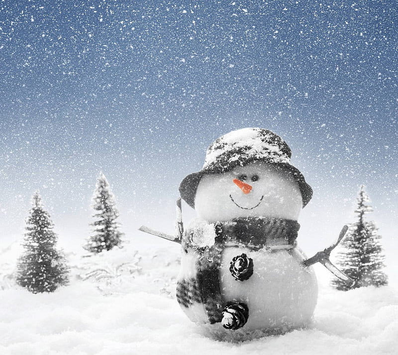 snowman, christmas, happy holidays, occasions, winter, HD wallpaper