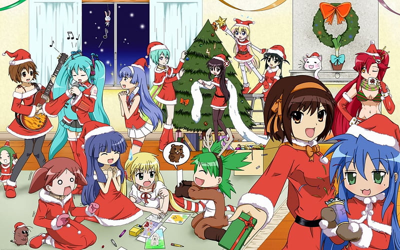 Anime Christmas, christmas, anime, celebration, HD wallpaper