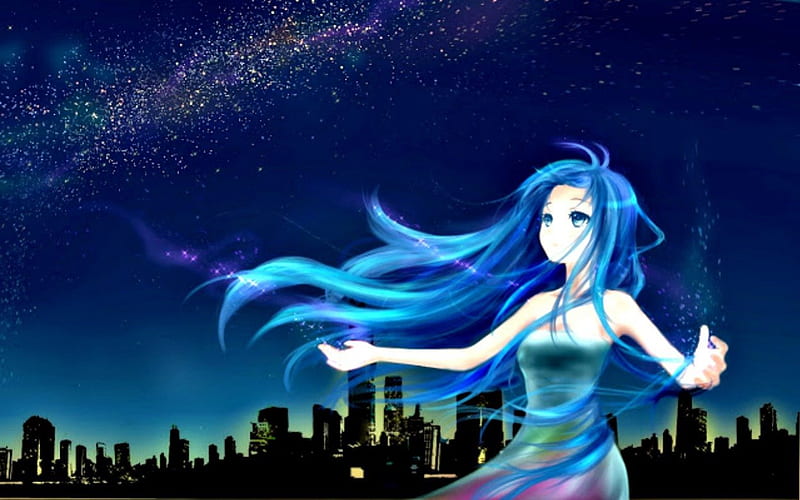 Download 1920x1080 Anime Girl Dark Blue Wallpaper  Wallpaperscom