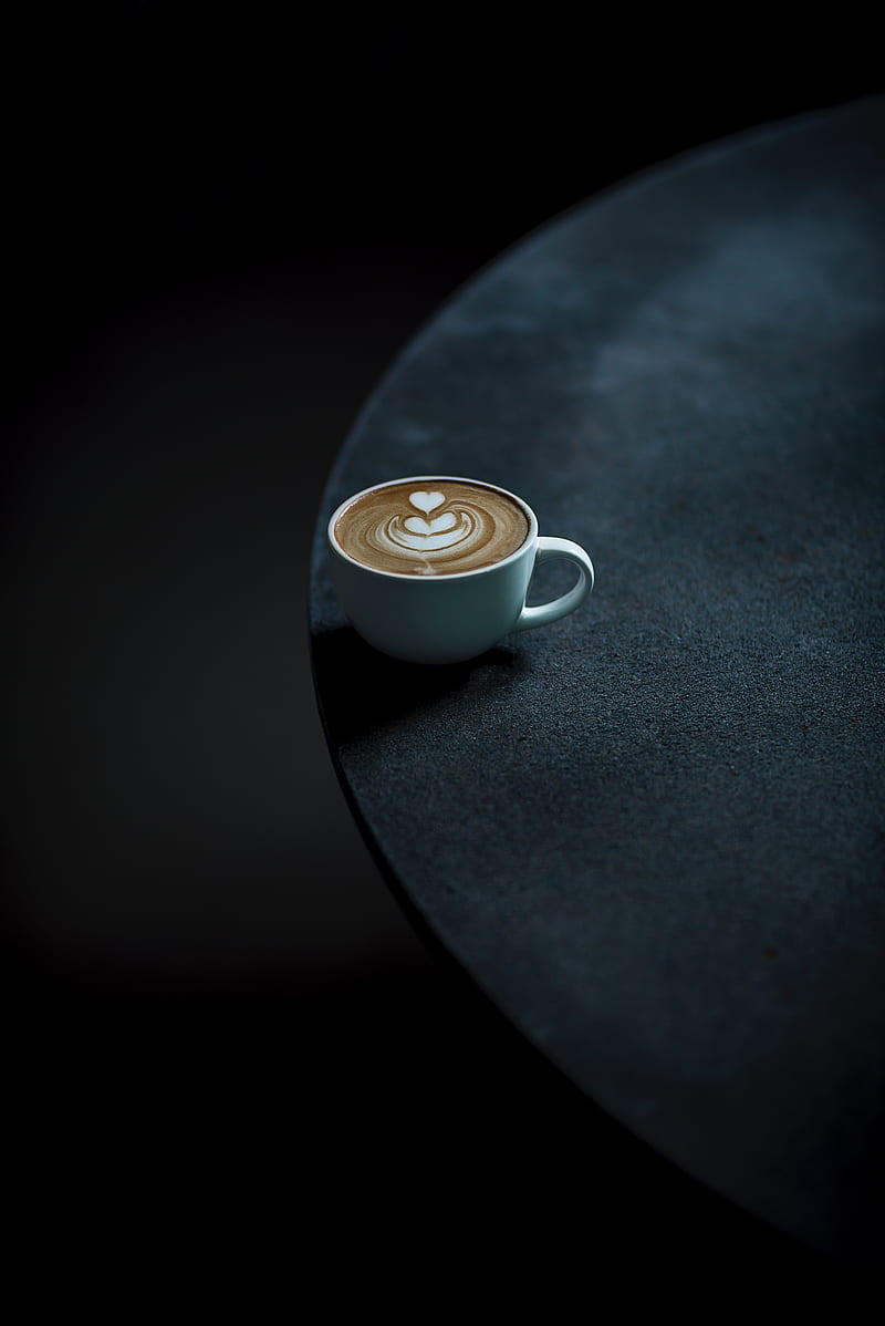 coffee, cup, table, minimalism, dark, HD phone wallpaper