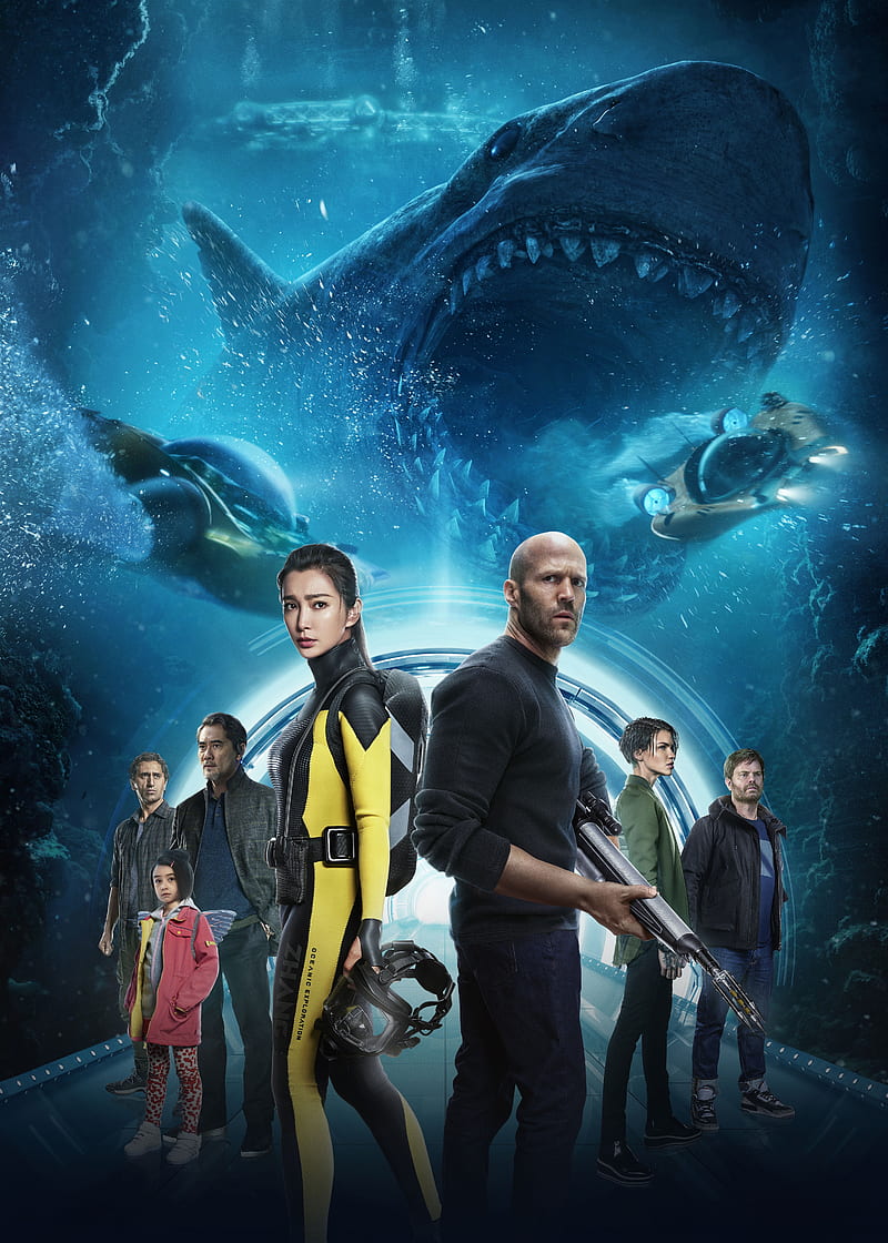 the meg, blue, movie, shark, sharks, whales, HD phone wallpaper