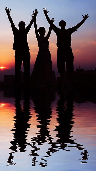 Three Best Friends With Sunset Background three best friends best friends  with sunset background HD phone wallpaper  Peakpx