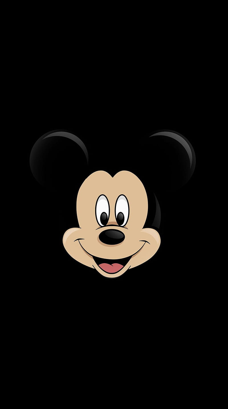Mickey Mouse, black, cartoon, face, HD phone wallpaper | Peakpx
