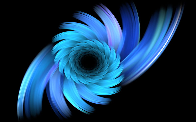 blue flower, art, fractals, vortex, design material, abstract material, HD wallpaper
