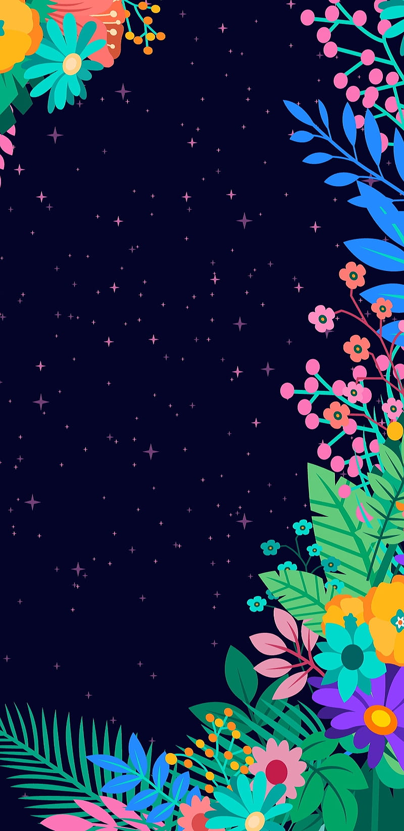 Nightly Gardens, colourful, floral, flower, flowers, garden, girly, night, pretty, HD phone wallpaper