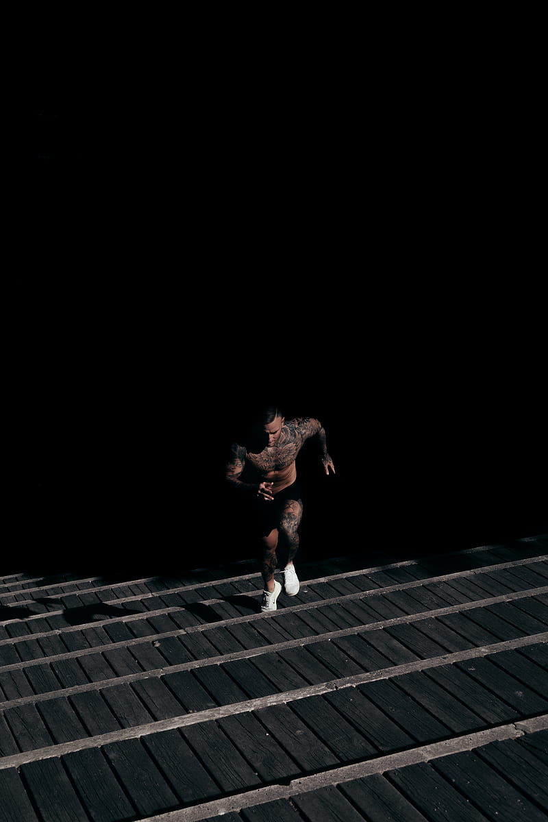 man running on staircase, HD phone wallpaper