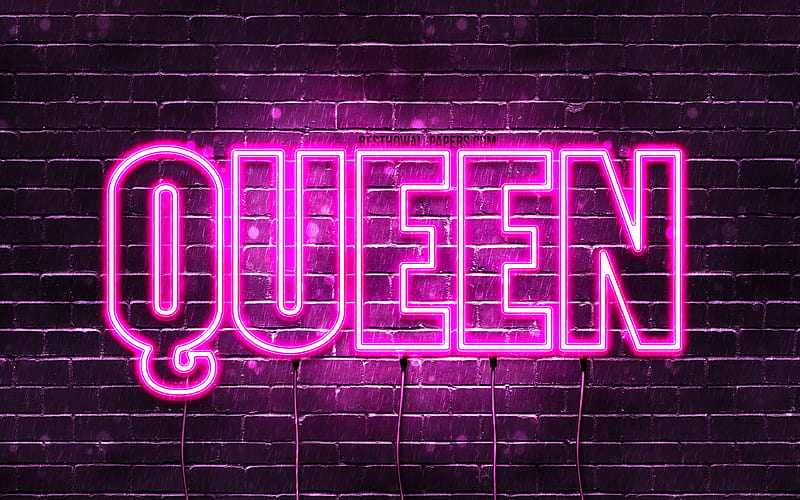 Queen with names, female names, Queen name, purple neon lights, Happy Birtay Queen, with Queen name, HD wallpaper