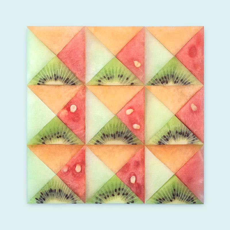 fruit, watermelons, abstract, artwork, geometry, minimalism, simple background, kiwi (fruit), triangle, square, HD phone wallpaper