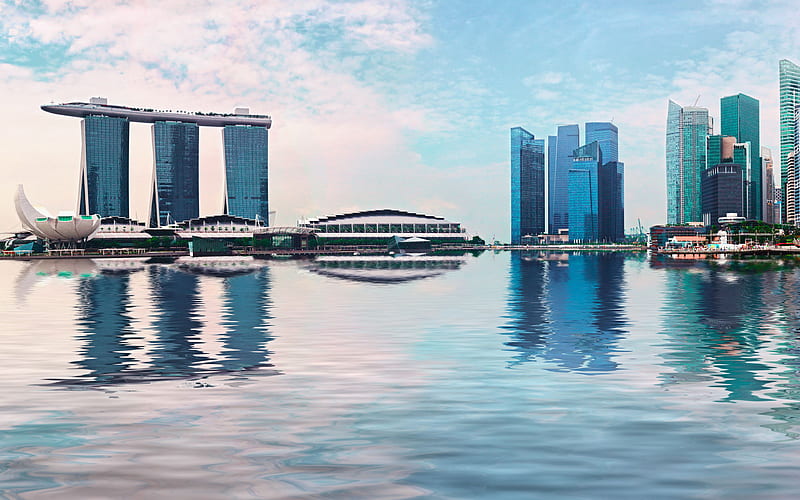 Marina Bay Sands, Singapore skyscrapers, modern architecture, Marina Bay, HD wallpaper