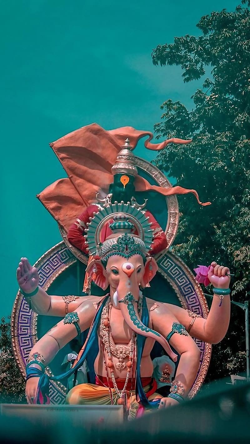 Ganpati Bappa Ke, Lord Statue, god, lord ganesha, HD phone wallpaper