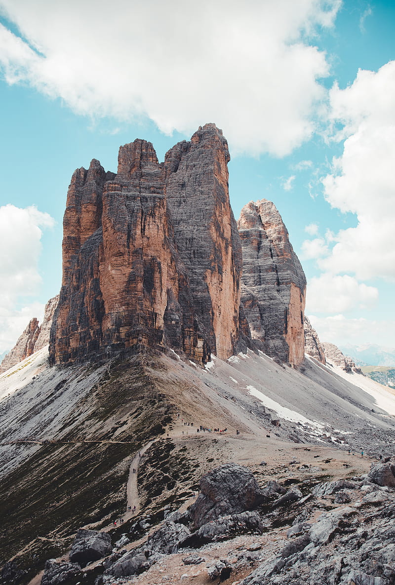rock, mountains, stone, peak, sky, HD phone wallpaper