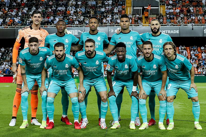 Sports, Soccer, Real Madrid C F, Eden Hazard, Karim Benzema, Vinícius Júnior, Thibaut Courtois, David Alaba, Luka Modric, HD wallpaper