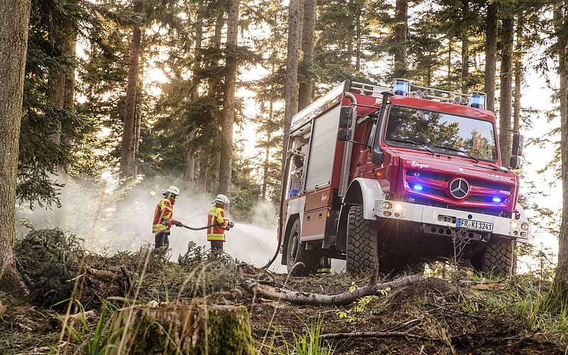 Mercedes-Benz Unimog 2018, forest fire, fire truck, new Unimog, Special Trucks, Mercedes, HD wallpaper