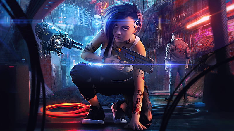 4k Free Download Video Game Cyberpunk 2077 Cyberpunk Futuristic Girl Gun Judy Cyberpunk 1280