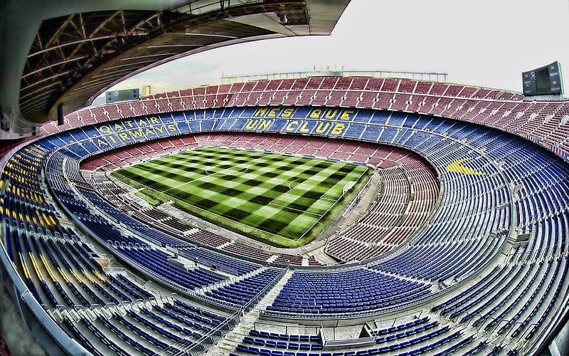 Camp Nou Barcelona Stadium, soccer, R, football stadium, Barcelona arena, Spain, Barcelona FC, Barca, HD wallpaper