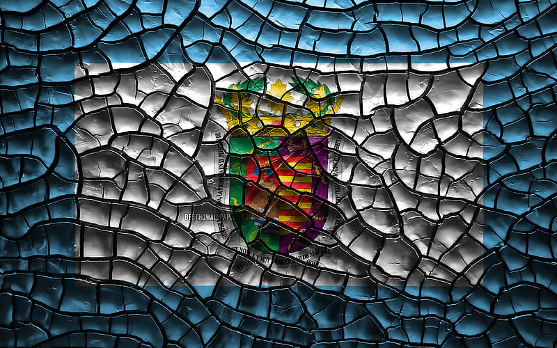 Flag of Malaga spanish provinces, cracked soil, Spain, Malaga flag, 3D art, Malaga, Provinces of Spain, administrative districts, Malaga 3D flag, Europe, HD wallpaper