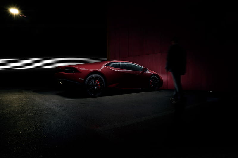 Red Lamborghini Huracan Rear , lamborghini-huracan, lamborghini, carros, artist, behance, HD wallpaper