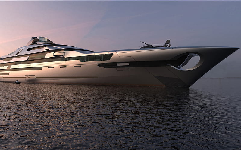 superyacht luxury yacht, sea, Ken Freivokh Design, HD wallpaper