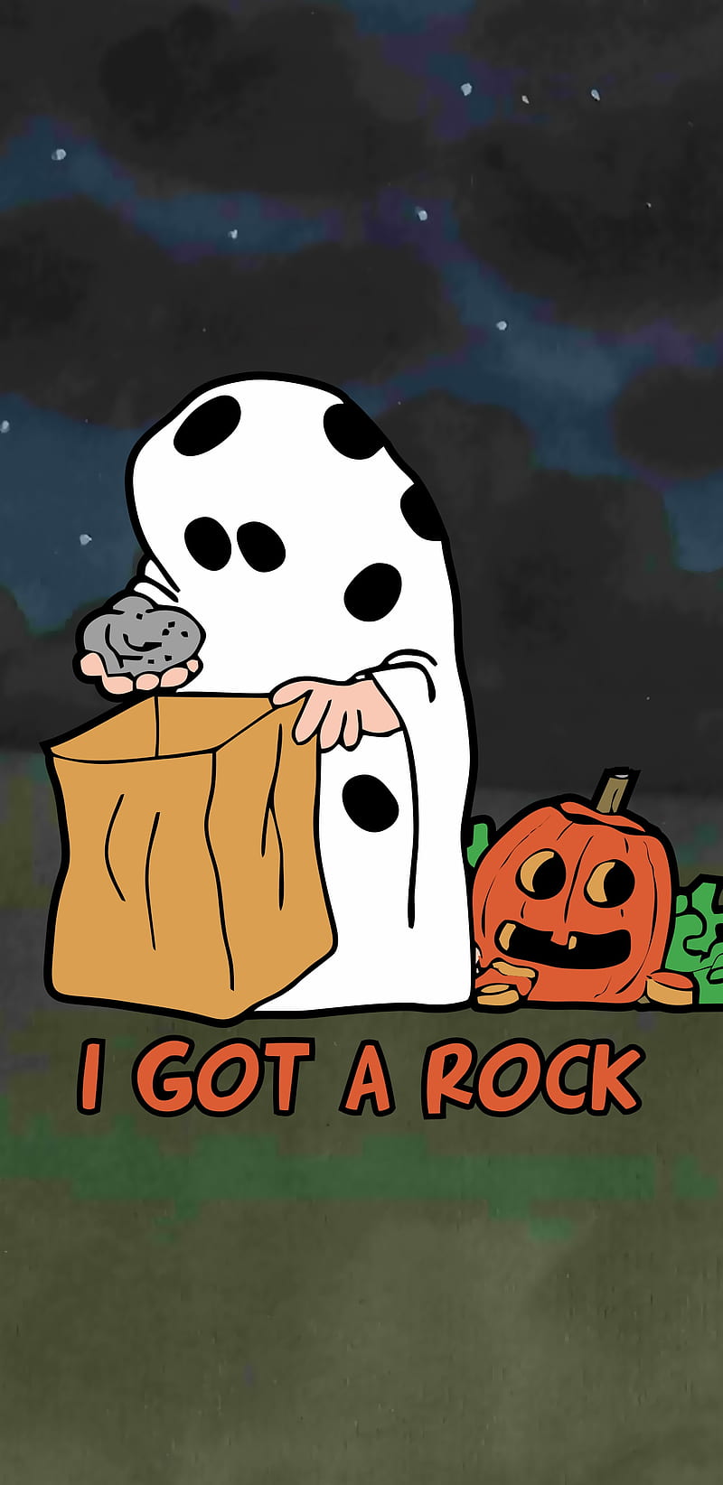I Got A Rock, peanuts, charlie, brown, halloween, great, pumpkin, trick, treat, snoopy, HD phone wallpaper