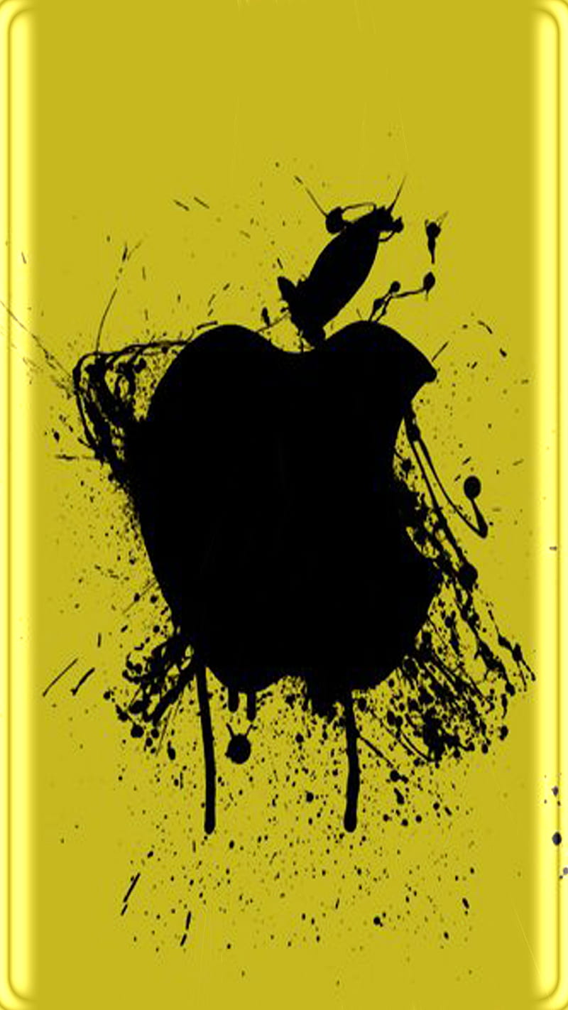 Apple, black, curve, edge, yellow, HD phone wallpaper