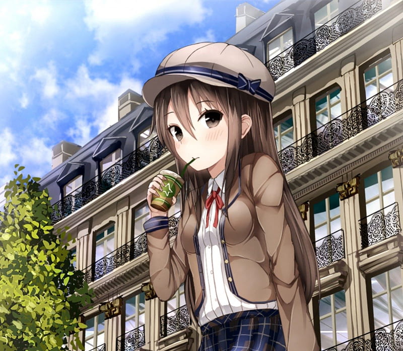 Drink House Scenic Home Eat Anime Anime Girl Scenery Long Hair Female Hd Wallpaper Peakpx