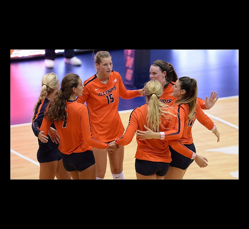 Girls Volleyball Team, Cute, Orange Tops, Shorts, Team Sports, HD ...