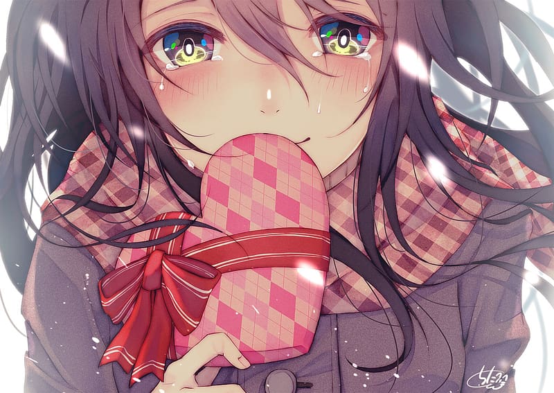 Valentine's Day, Anime, Heart, Tears, Original, HD wallpaper