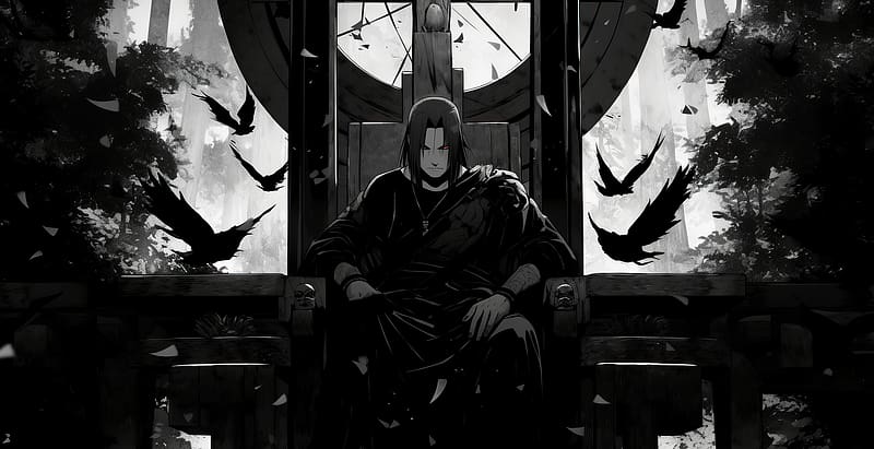 Itachi Uchiha Manga Sitting on a Throne, HD wallpaper