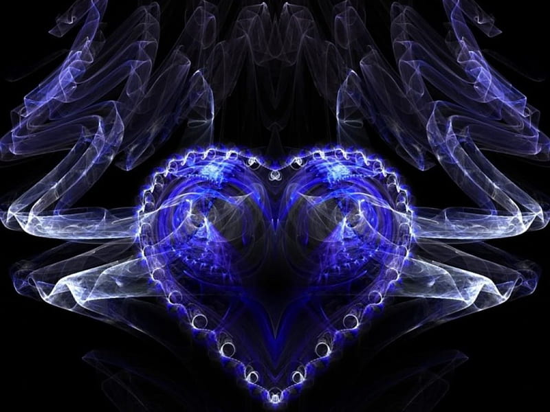 Blue Heart, lovely, fractal, heart, graphics, blue, HD wallpaper