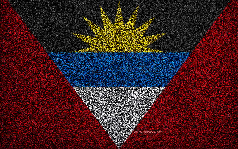 Flag of Antigua and Barbuda, asphalt texture, flag on asphalt, Antigua and Barbuda flag, North America, Antigua and Barbuda, flags of North America countries, HD wallpaper