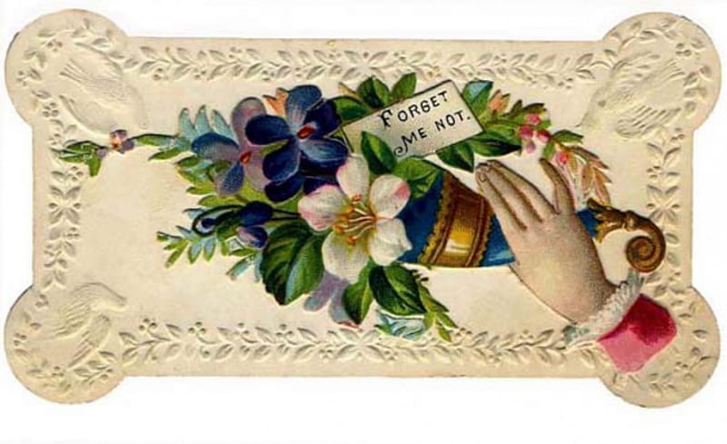 Victorian Calling Card ~ Forget Me Not ~ Tussie Mussie or Nosegay, Violets, Vintage, Card, Tussie Mussie, Victorian, Nosegay, ForgetMeNot, Bouquet, HD wallpaper