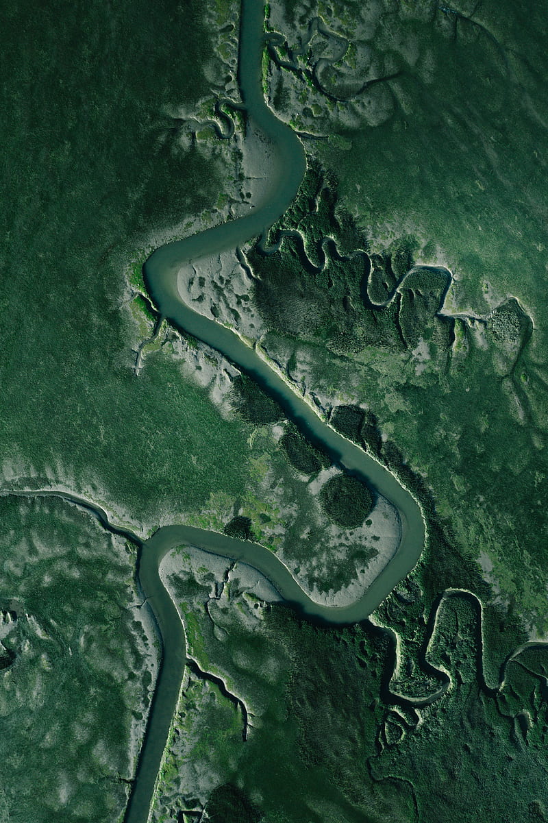 river, aerial view, winding, grass, HD phone wallpaper