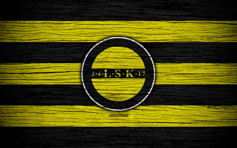Lillestrom FC Eliteserien, logo, soccer, football club, Norway, Lillestrom, wooden texture, FC Lillestrom, HD wallpaper