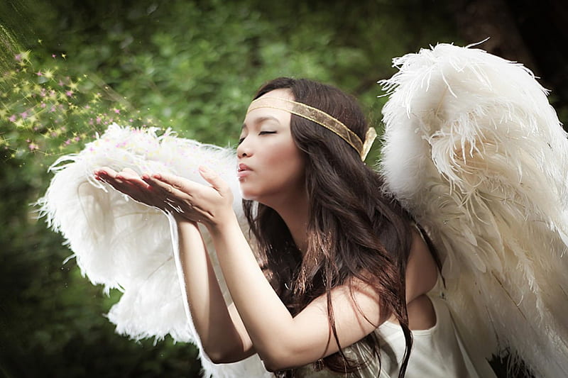 I am an Angel, brunette, wings, model, angel, woman, HD wallpaper | Peakpx