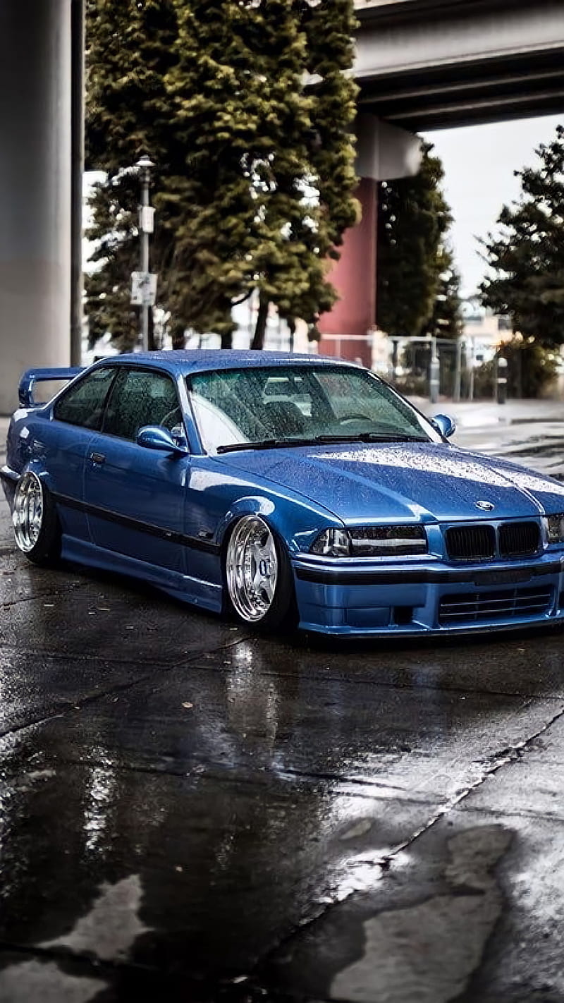 BMW E36 M3, blue, bmw, car, custom, m3, modified, vehicle, HD phone wallpaper